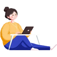 woman studying online